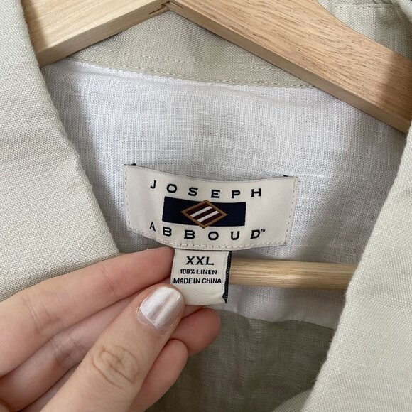 Joseph Abboud Mens Tan Linen Short Sleeve Button-Up Shirt XXL classic clean - Picture 3 of 6